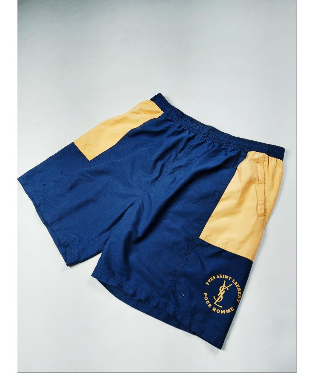 SAINT LAURENT Темно-синие полиэстеровые шорты, фото 2