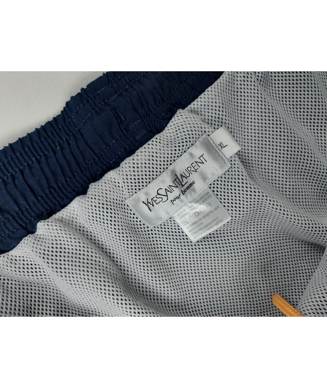 SAINT LAURENT Темно-синие полиэстеровые шорты, фото 4
