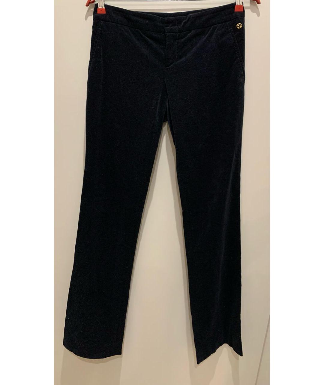 GUCCI Темно-синие велюровые брюки узкие, фото 5