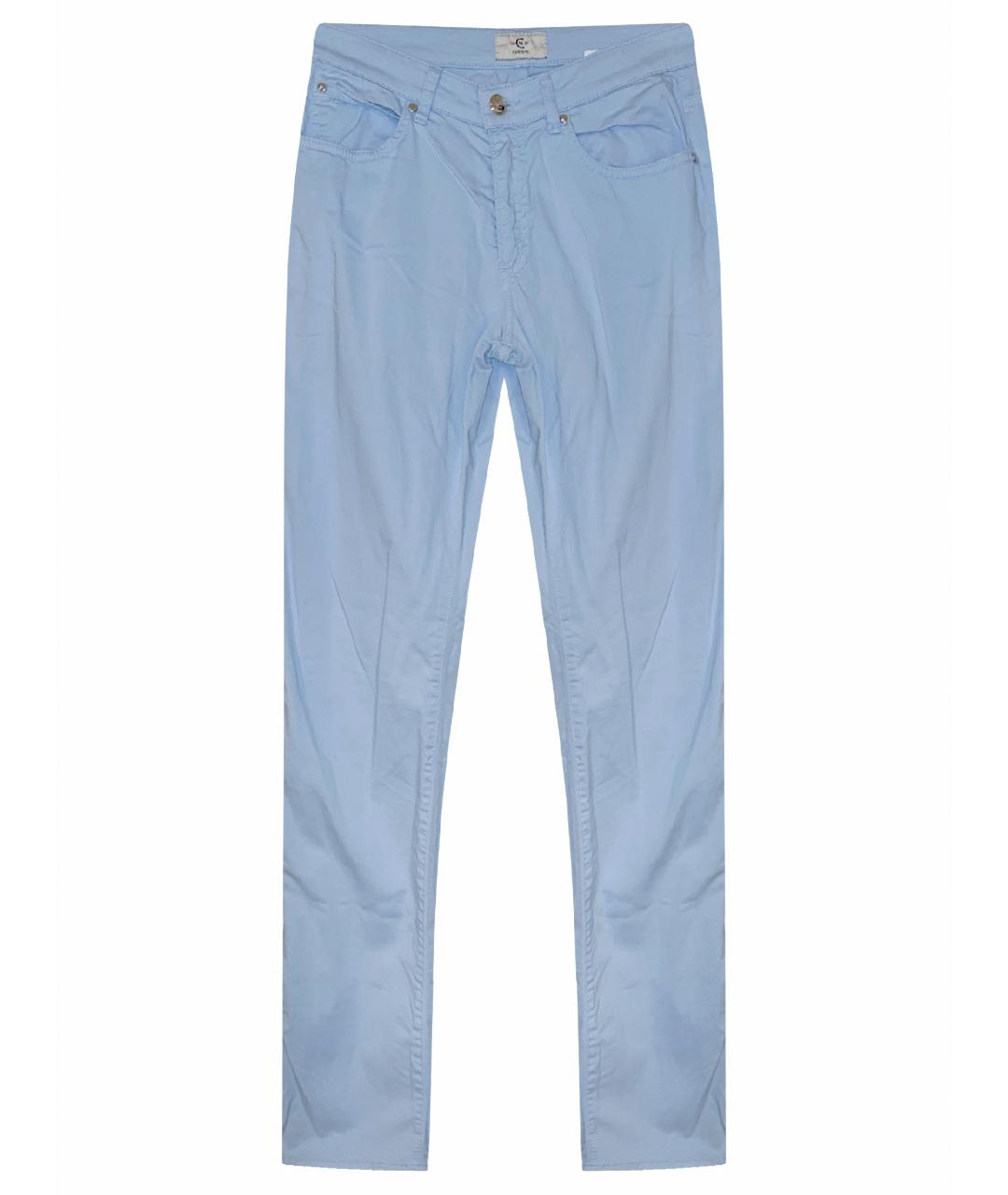 CERRUTI 1881 Голубые хлопко-эластановые прямые брюки, фото 1