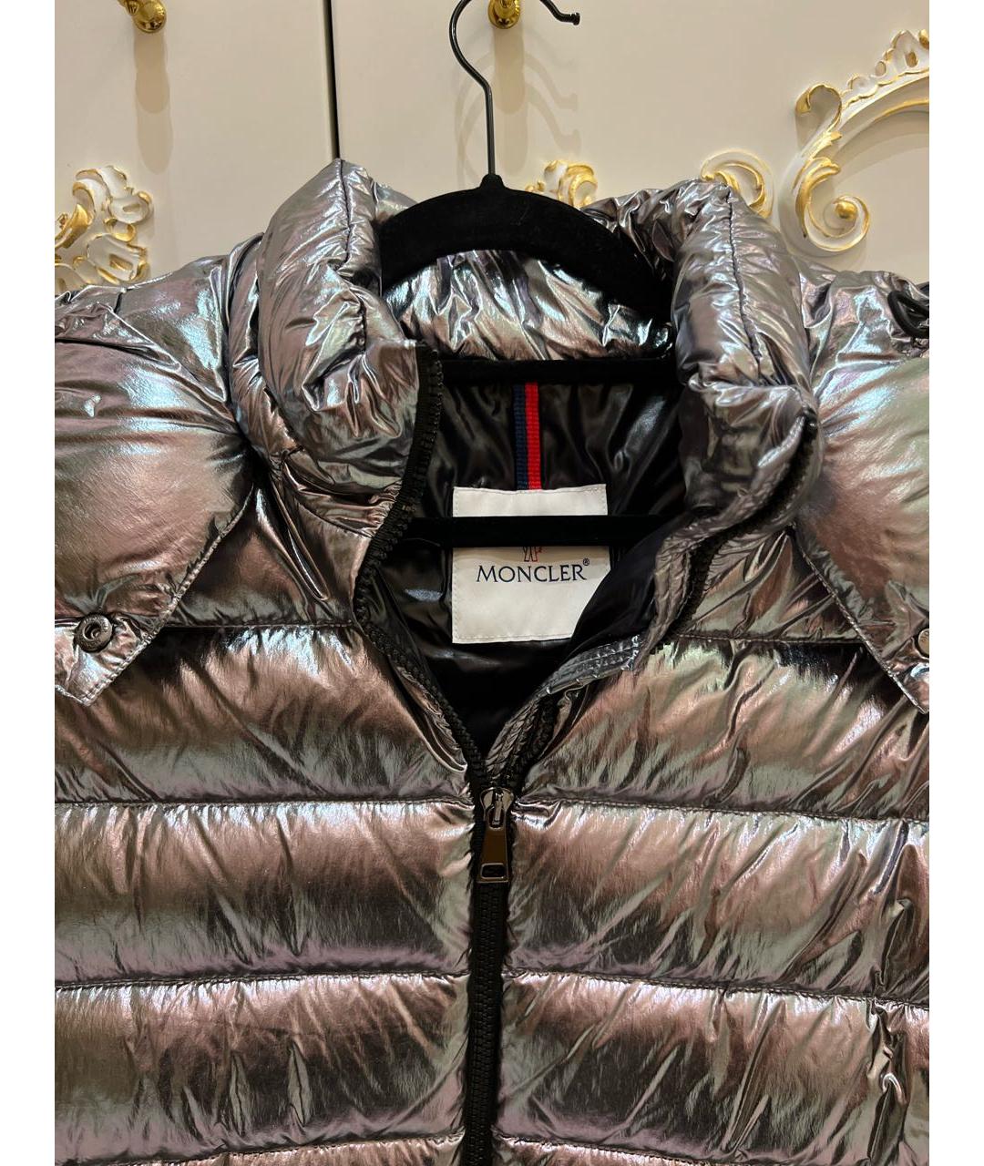 MONCLER Серебряная полиамидовая куртка, фото 4