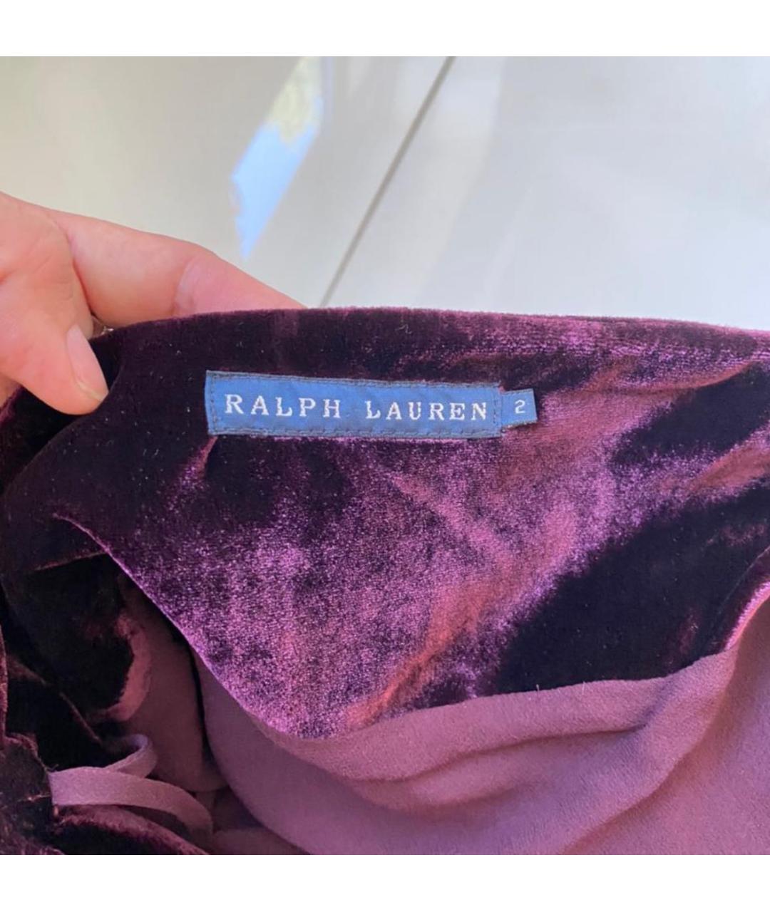 RALPH LAUREN Бордовая бархатная юбка мини, фото 5