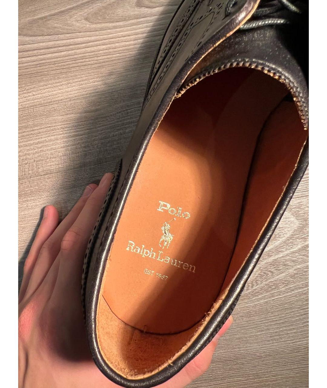 POLO RALPH LAUREN Черные кожаные туфли, фото 4