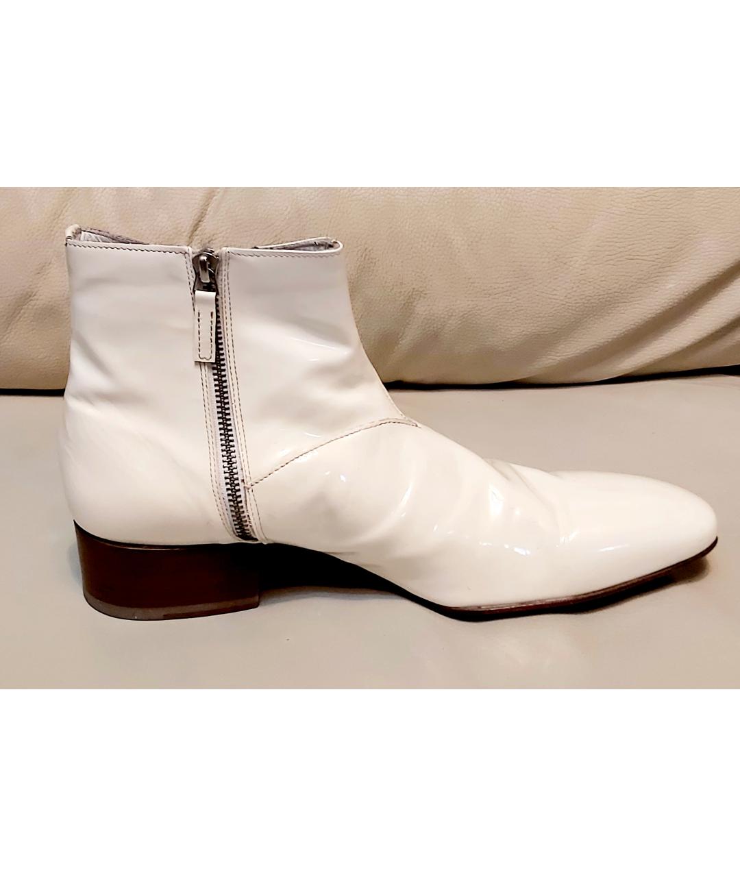 MOSCHINO Белые низкие ботинки из лакированной кожи, фото 8