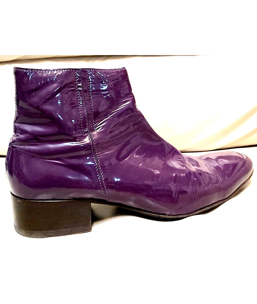 MOSCHINO Фиолетовые низкие ботинки из лакированной кожи, фото 9