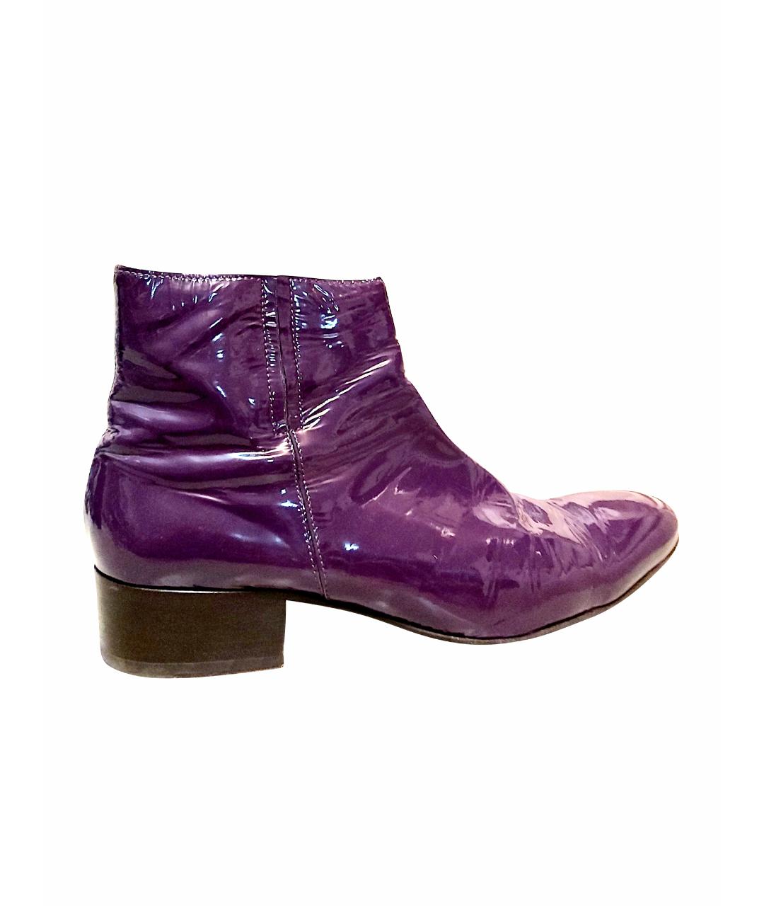 MOSCHINO Фиолетовые низкие ботинки из лакированной кожи, фото 1