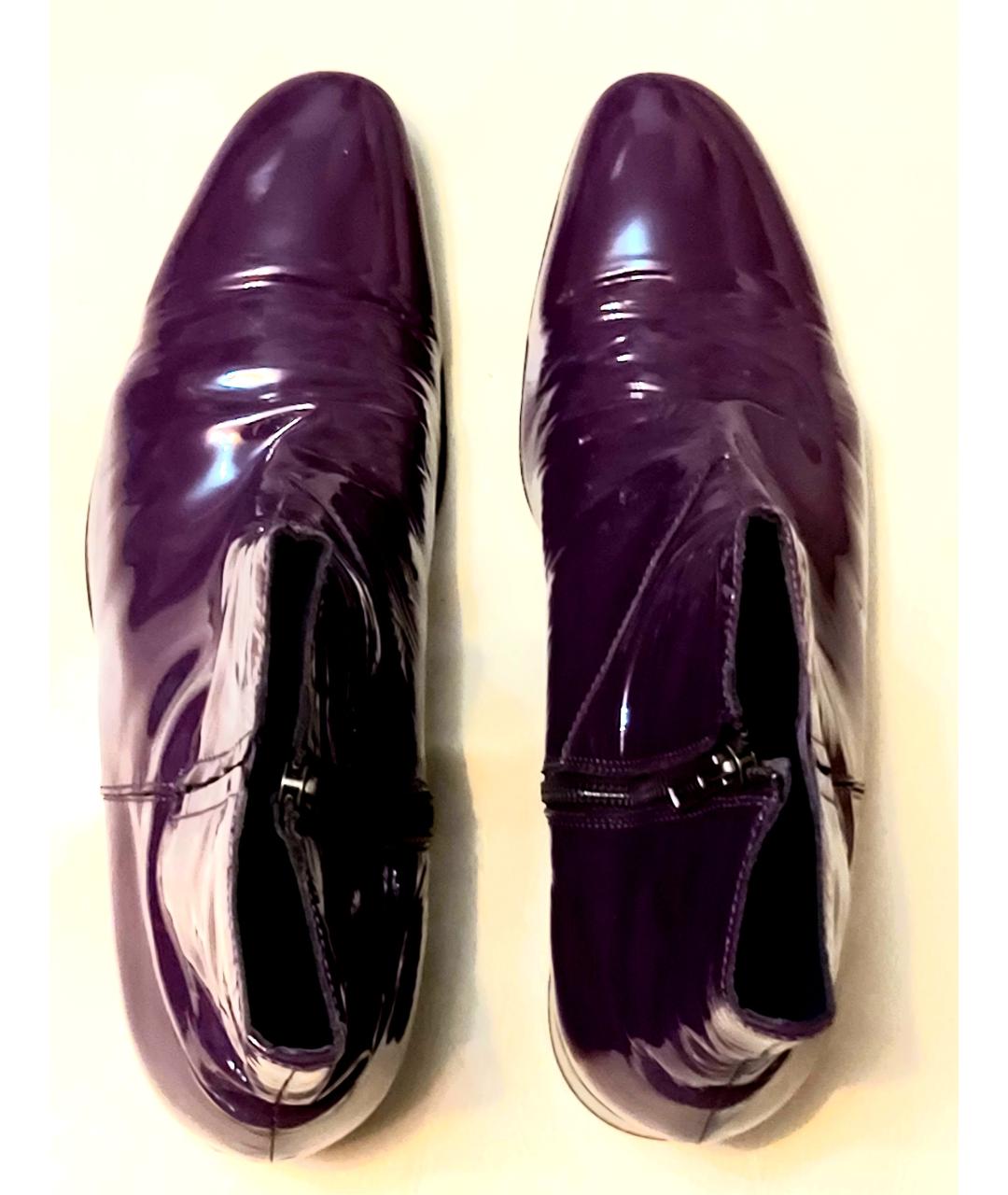 MOSCHINO Фиолетовые низкие ботинки из лакированной кожи, фото 3