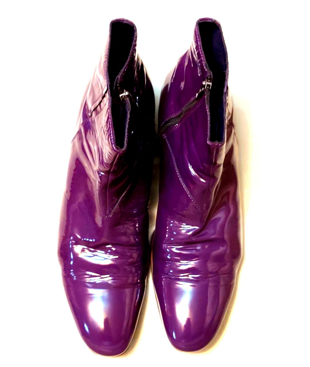MOSCHINO Фиолетовые низкие ботинки из лакированной кожи, фото 2