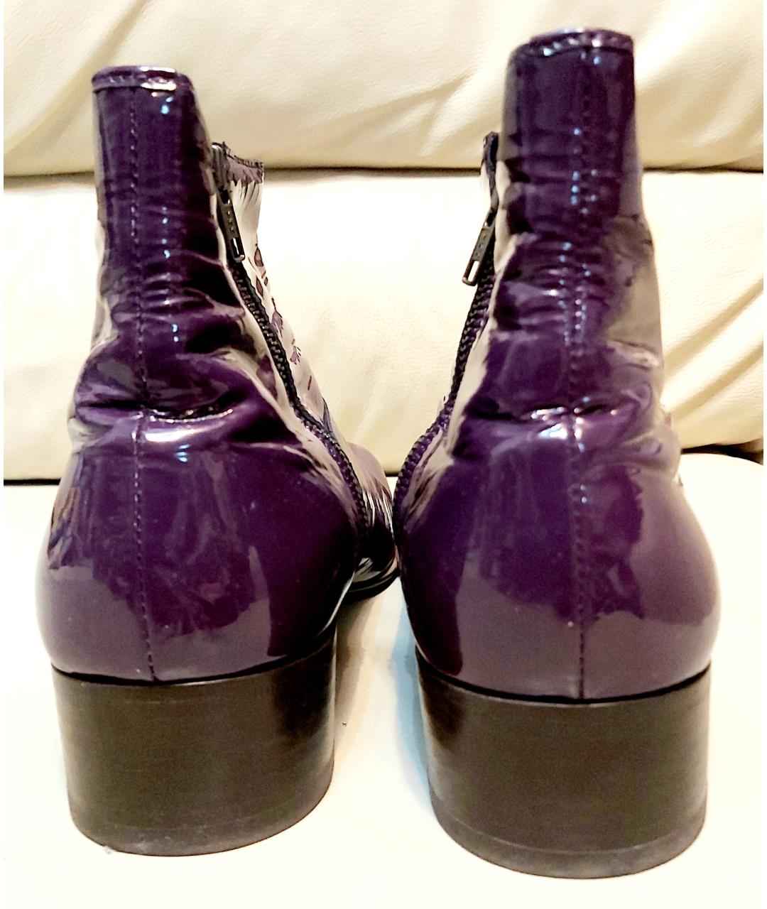 MOSCHINO Фиолетовые низкие ботинки из лакированной кожи, фото 4