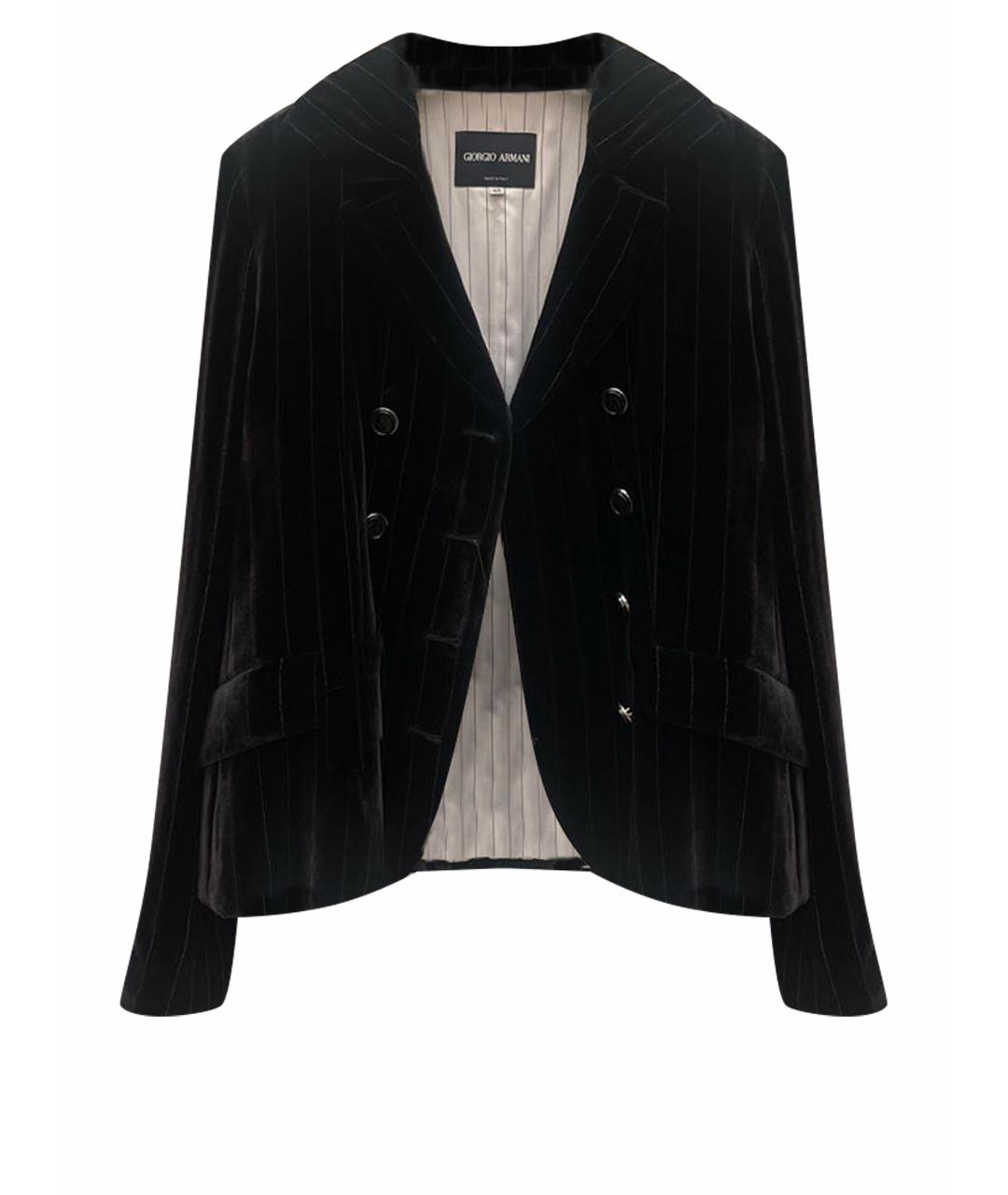 GIORGIO ARMANI Черный бархатный жакет/пиджак, фото 1