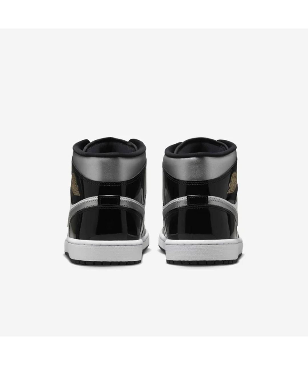 JORDAN Черные высокие кроссовки / кеды из лакированной кожи, фото 4