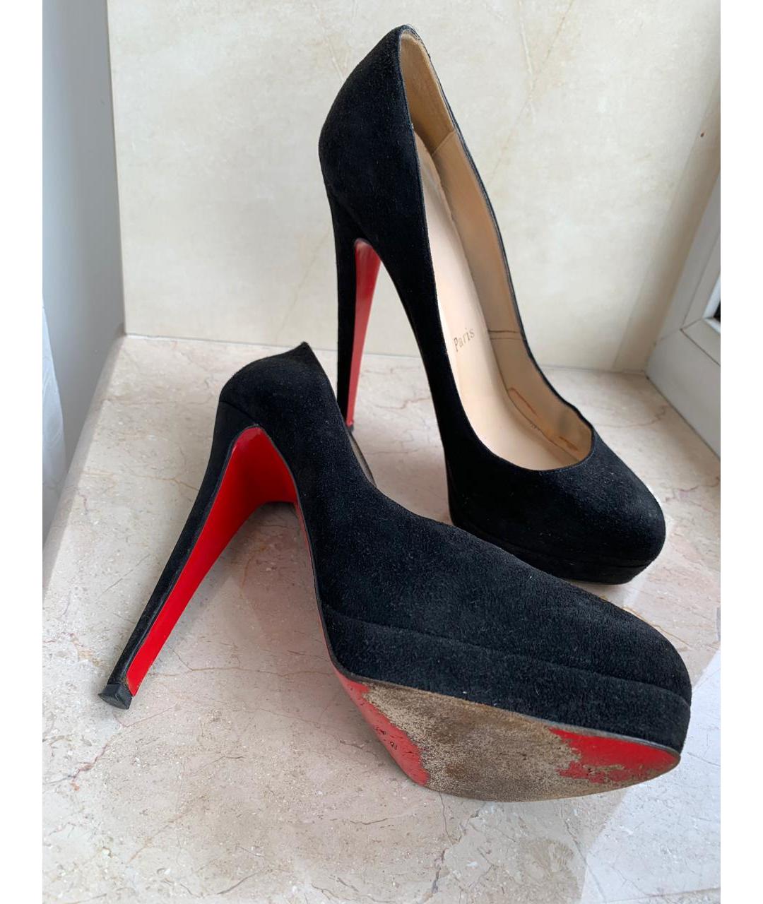 CHRISTIAN LOUBOUTIN Черные замшевые туфли, фото 3