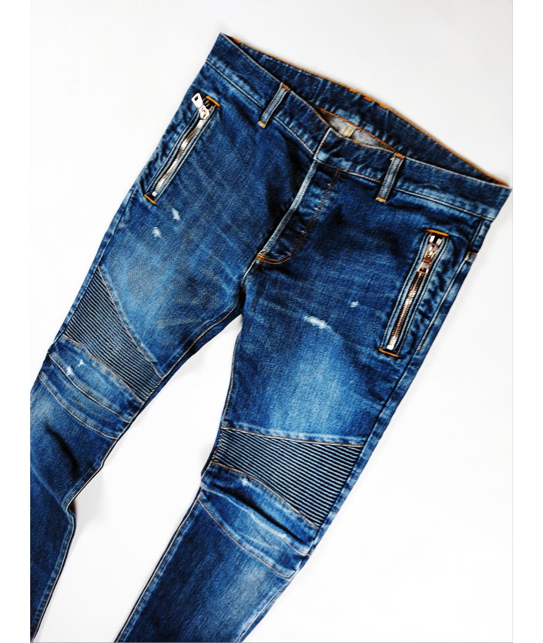 BALMAIN Темно-синие хлопковые джинсы скинни, фото 3