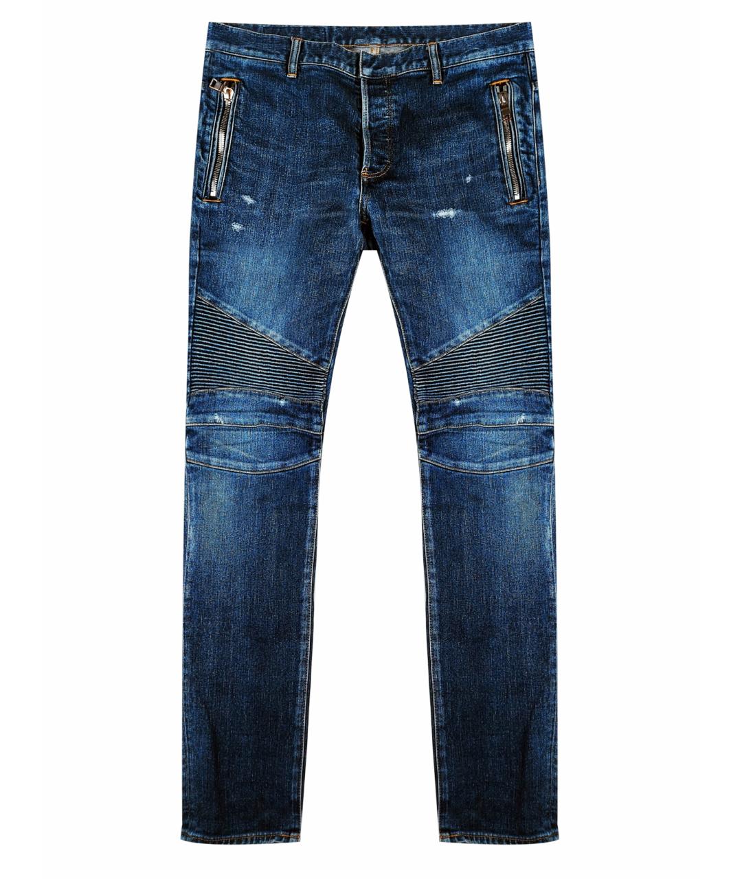 BALMAIN Темно-синие хлопковые джинсы скинни, фото 1