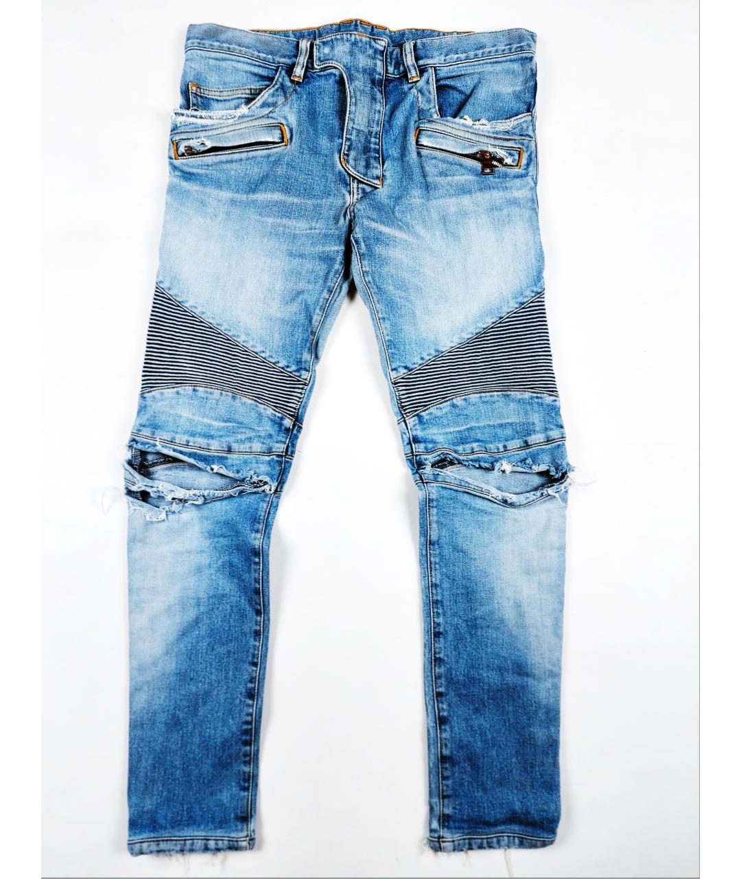 BALMAIN Голубые хлопко-полиэстеровые джинсы скинни, фото 9