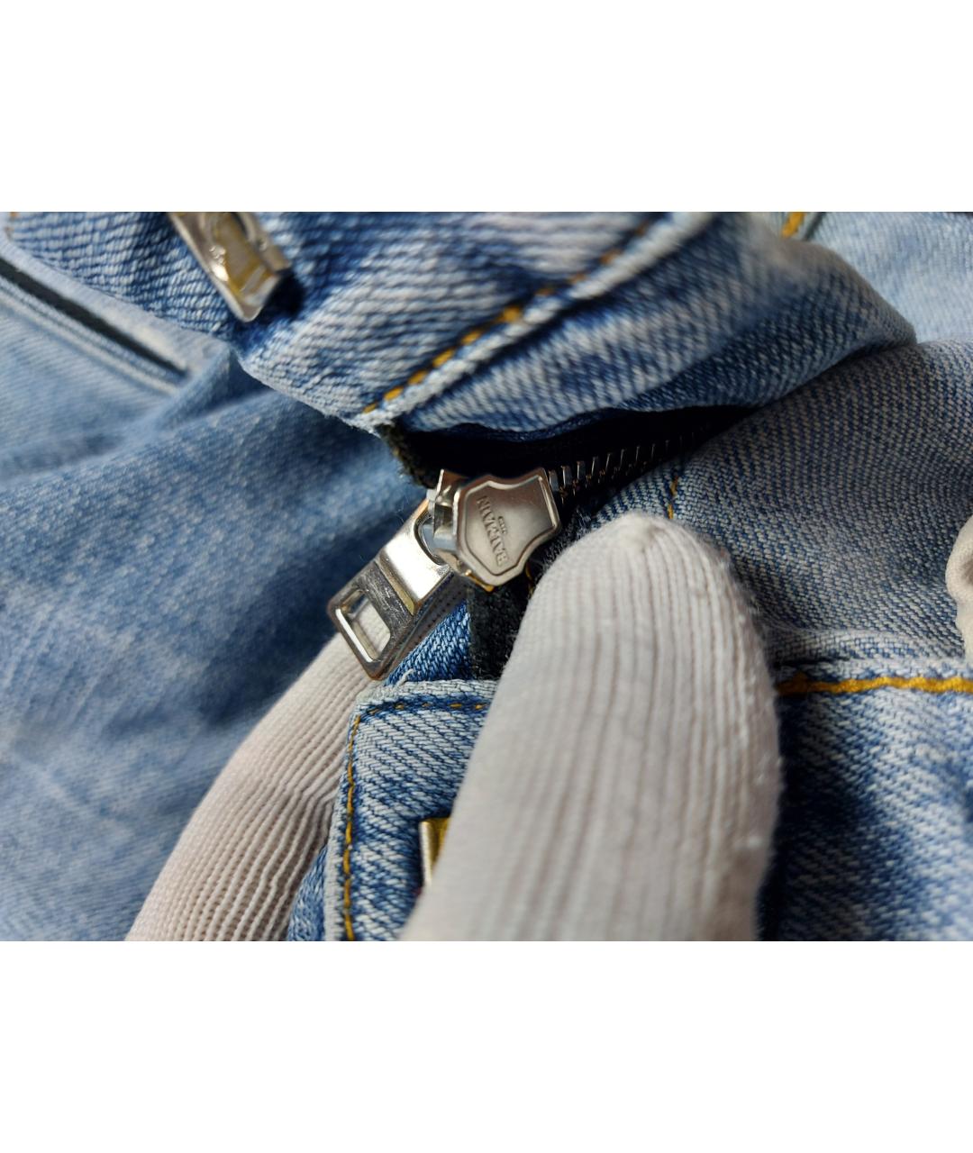 BALMAIN Голубые хлопко-полиэстеровые джинсы скинни, фото 6