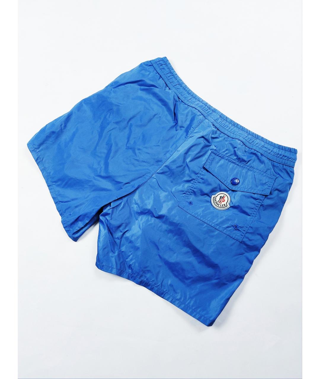 MONCLER Голубые полиэстеровые шорты, фото 2