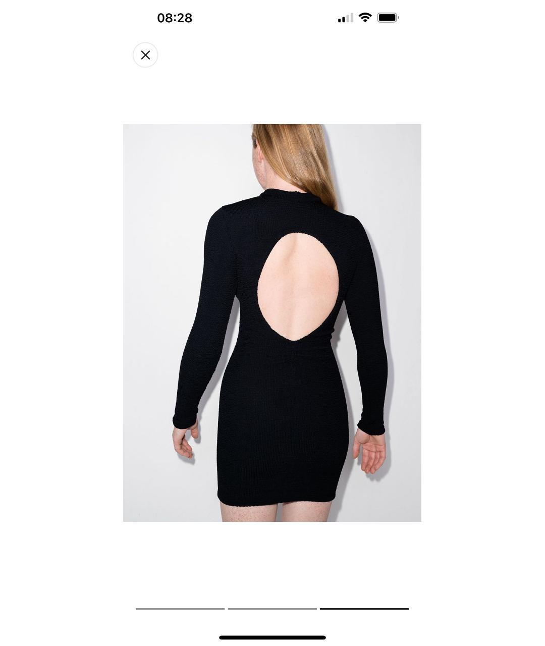 HUNZA G Черное хлопко-эластановое повседневное платье, фото 3