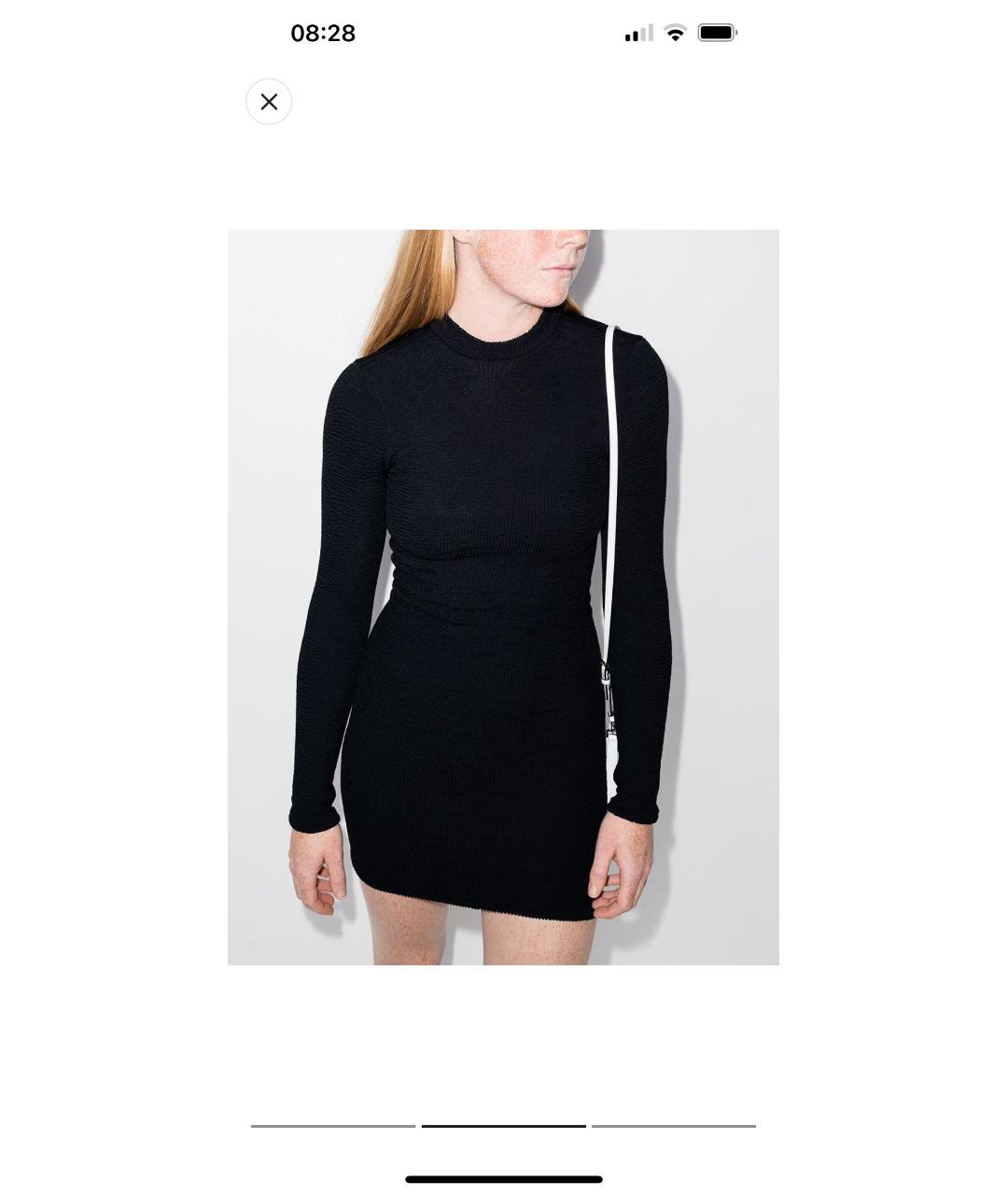 HUNZA G Черное хлопко-эластановое повседневное платье, фото 2