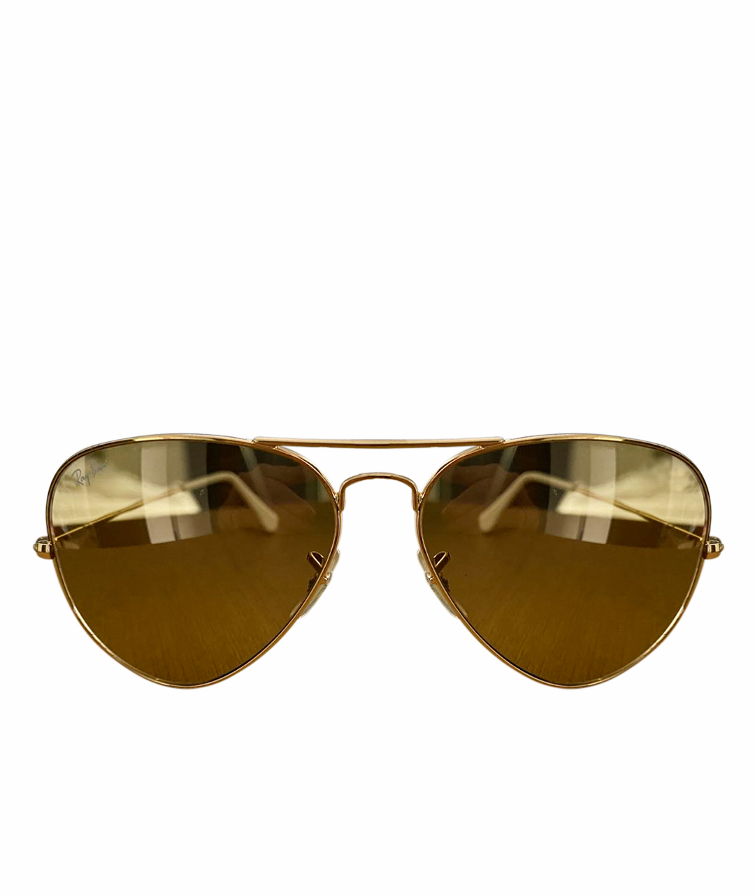 RAY BAN Бежевые металлические солнцезащитные очки, фото 1