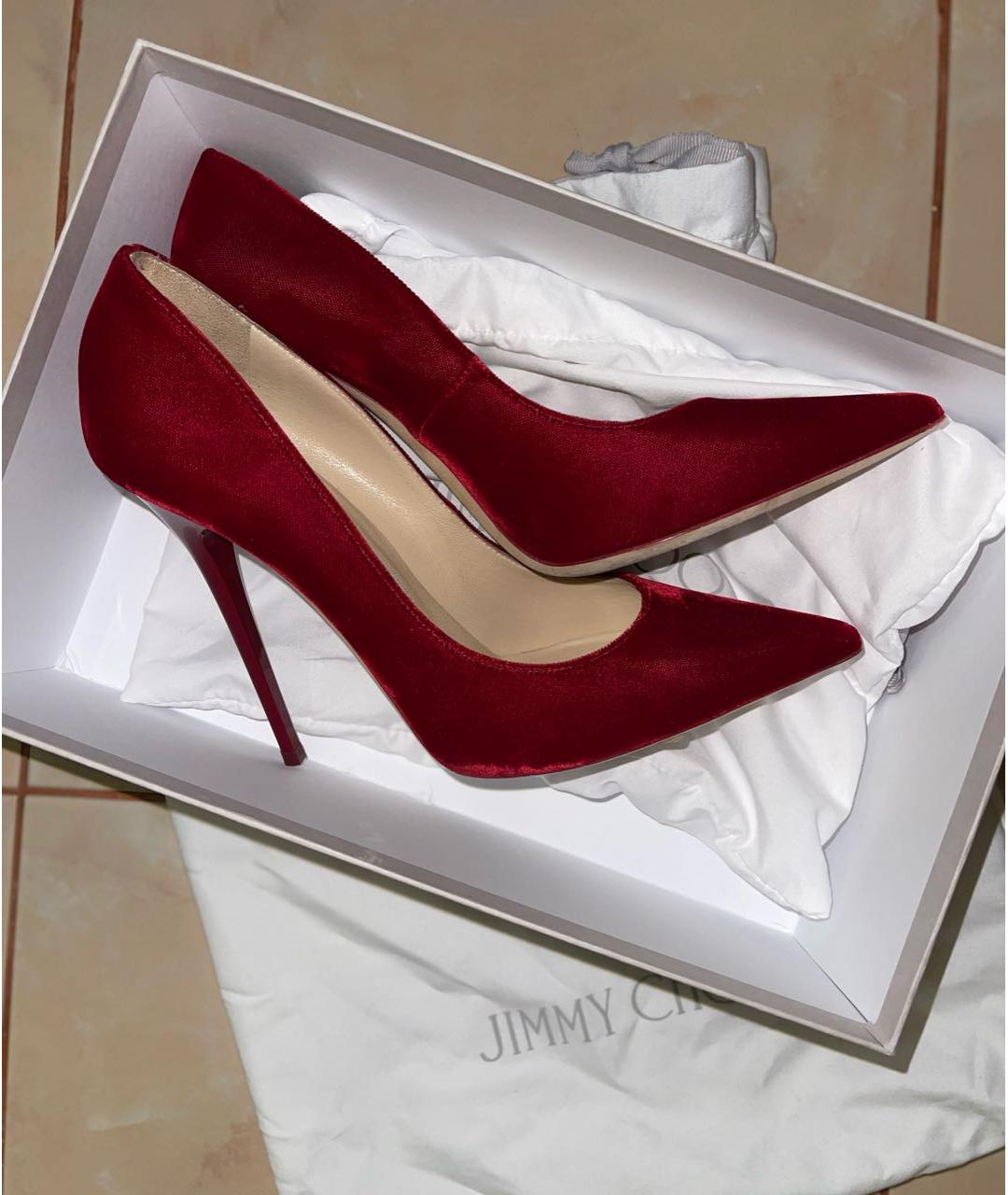 JIMMY CHOO Красные бархатные туфли, фото 3