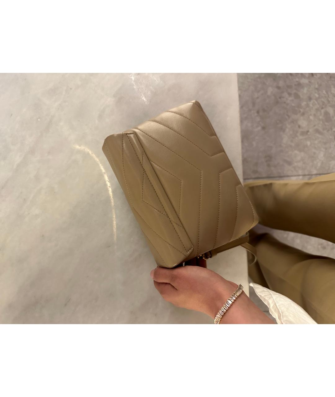 SAINT LAURENT Бежевая кожаная сумка тоут, фото 7