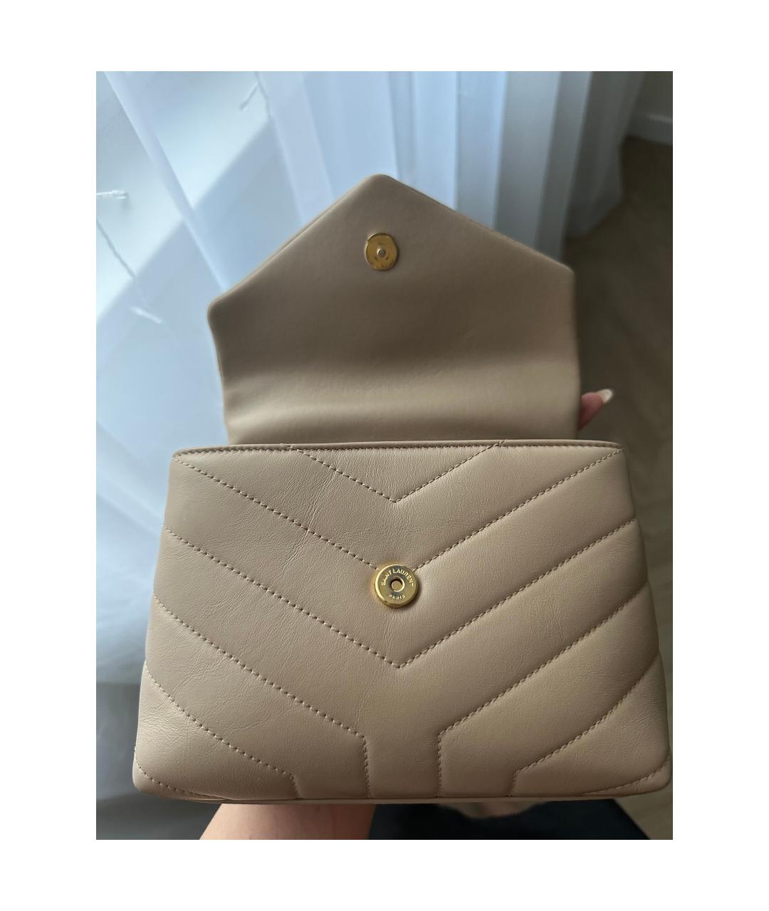SAINT LAURENT Бежевая кожаная сумка тоут, фото 5
