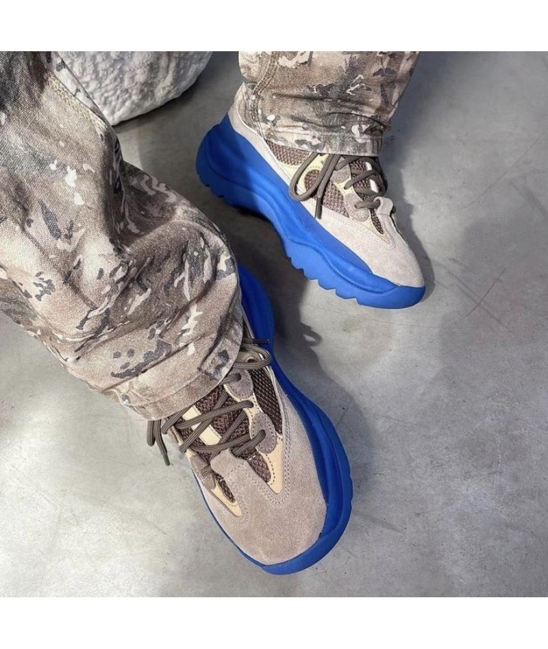 ADIDAS YEEZY Синие замшевые высокие кроссовки / кеды, фото 5