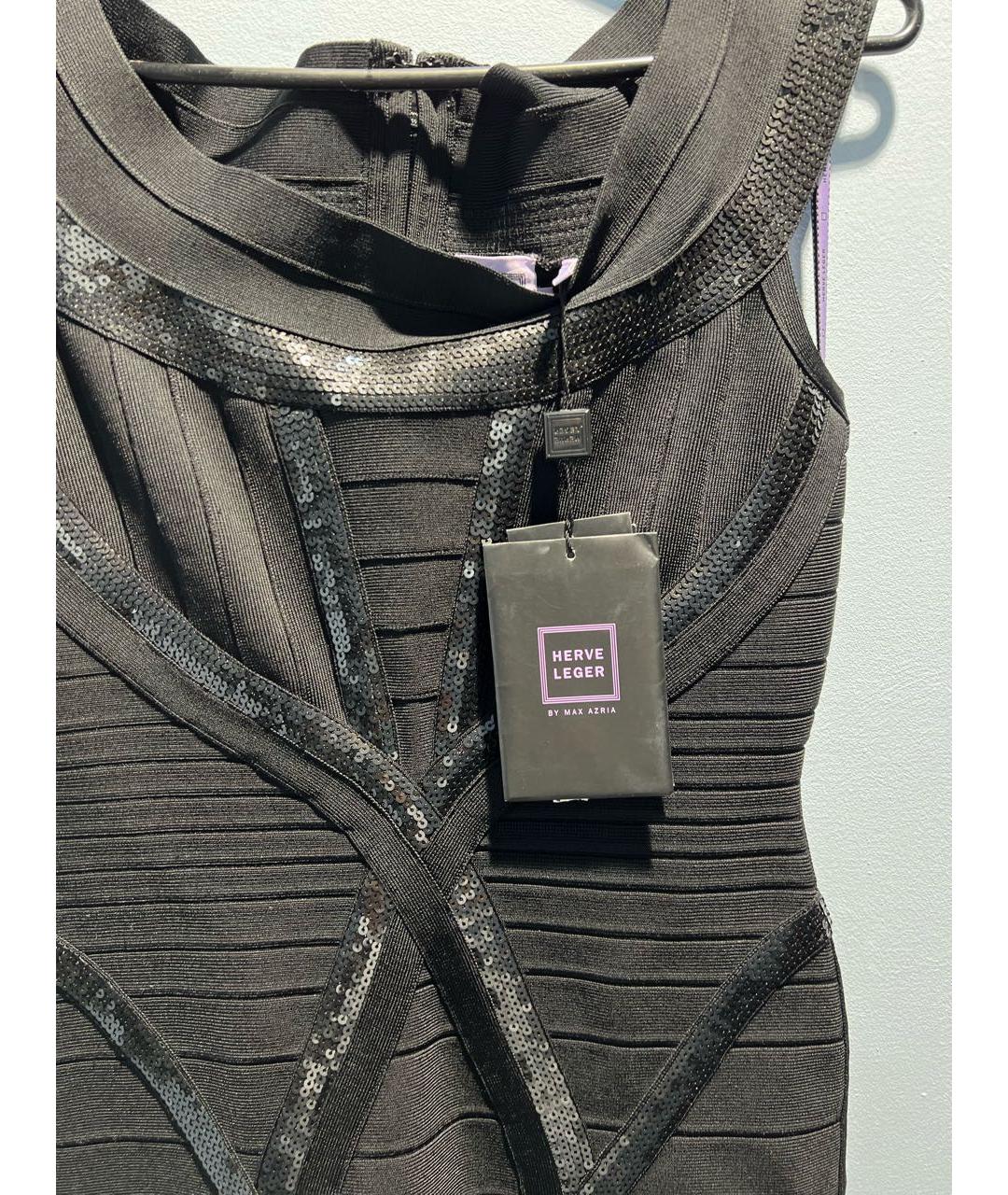 HERVE LEGER Черное вискозное вечернее платье, фото 3