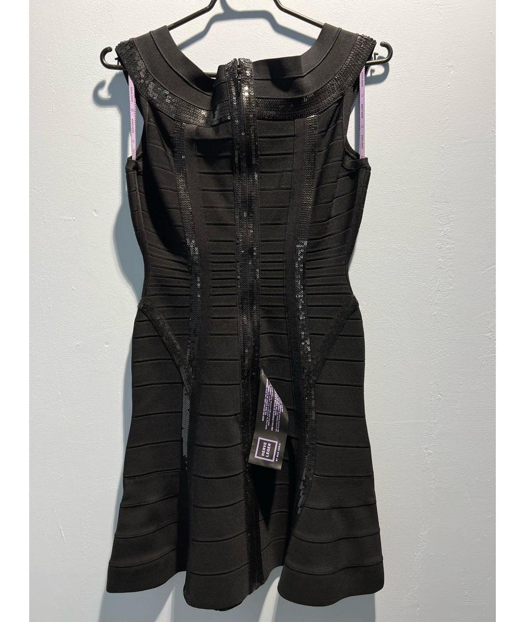 HERVE LEGER Черное вискозное вечернее платье, фото 2