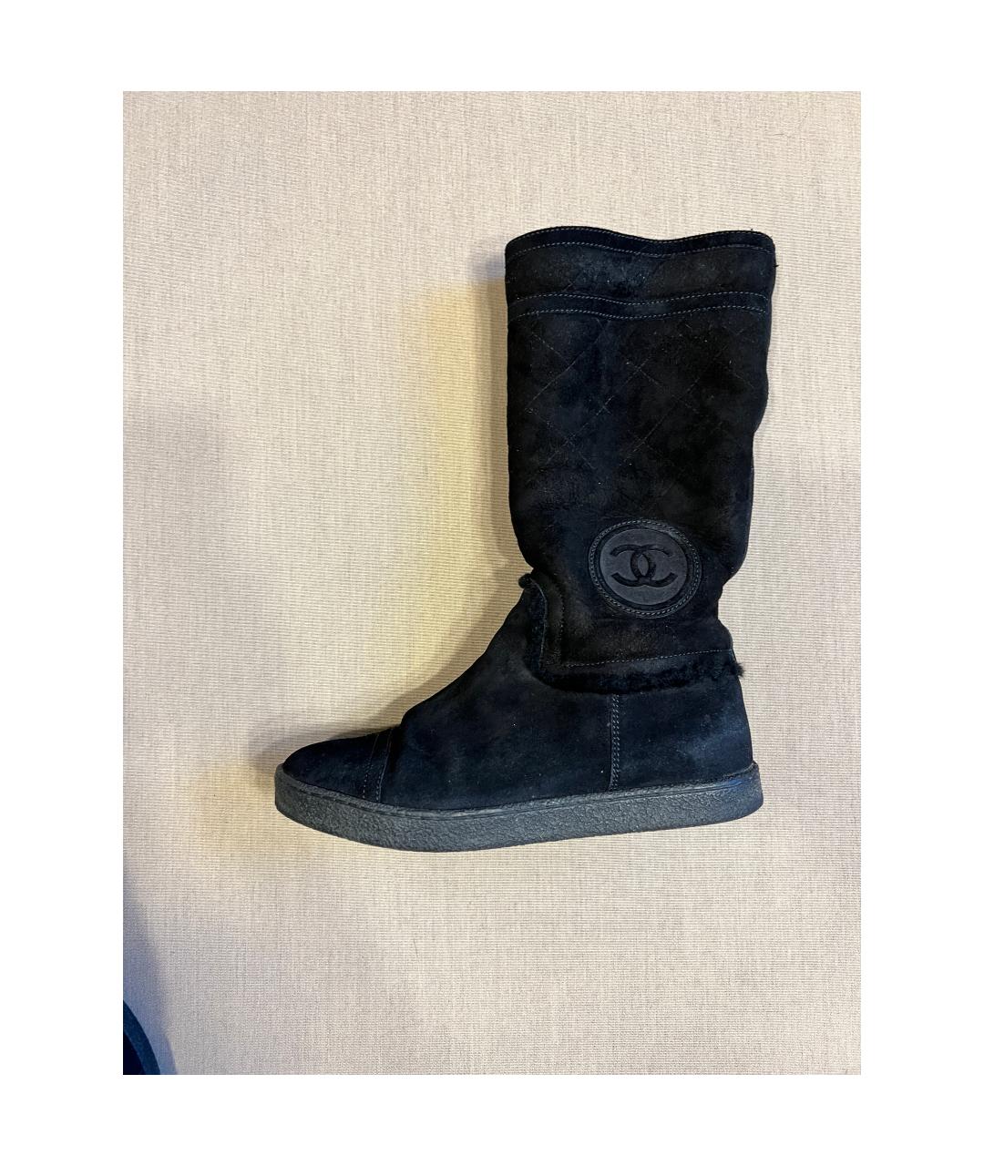 CHANEL Черные кожаные сапоги, фото 8