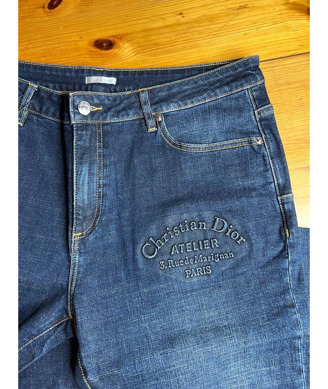 CHRISTIAN DIOR Темно-синие хлопковые прямые джинсы, фото 5