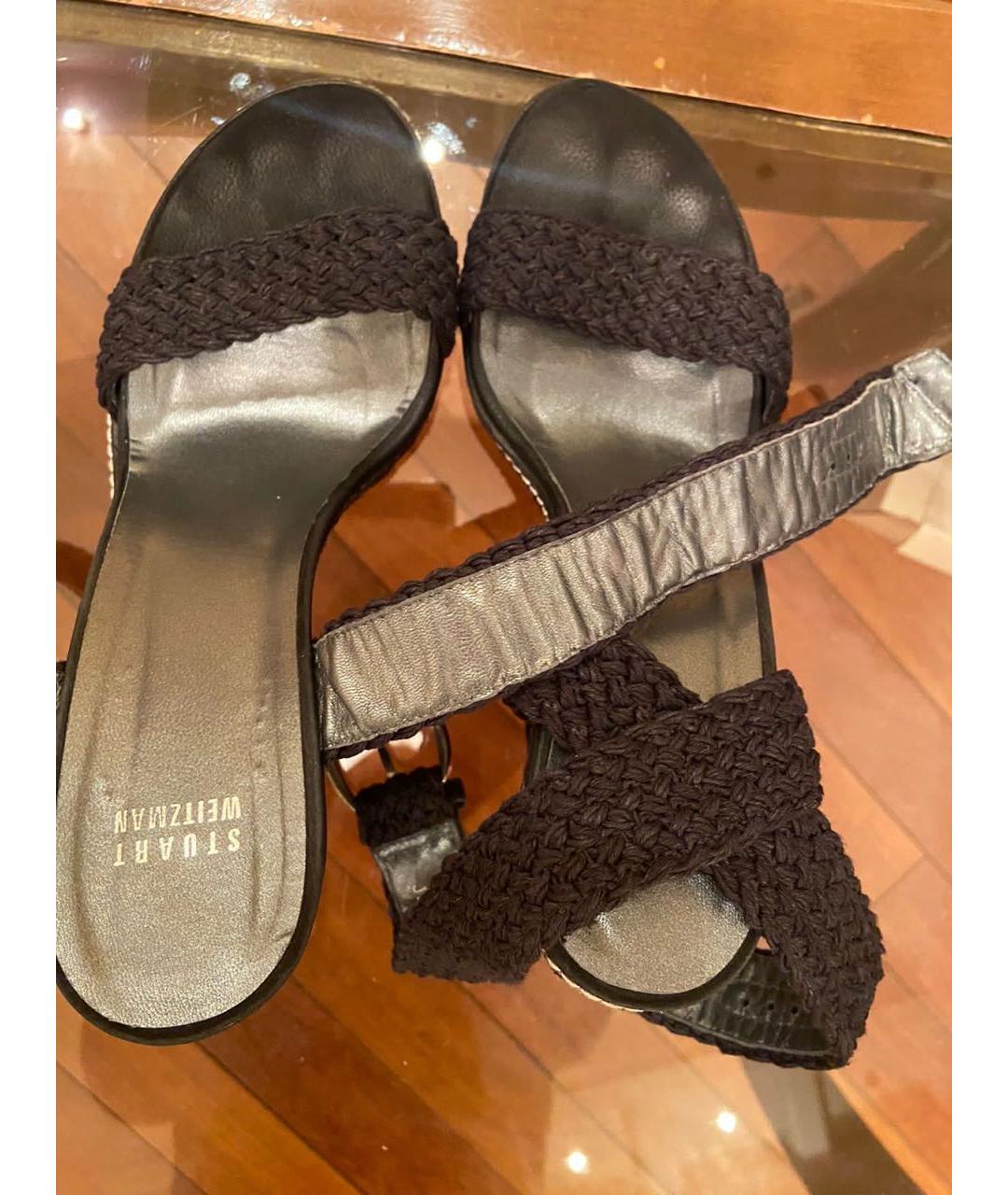 STUART WEITZMAN Черные кожаные босоножки, фото 3