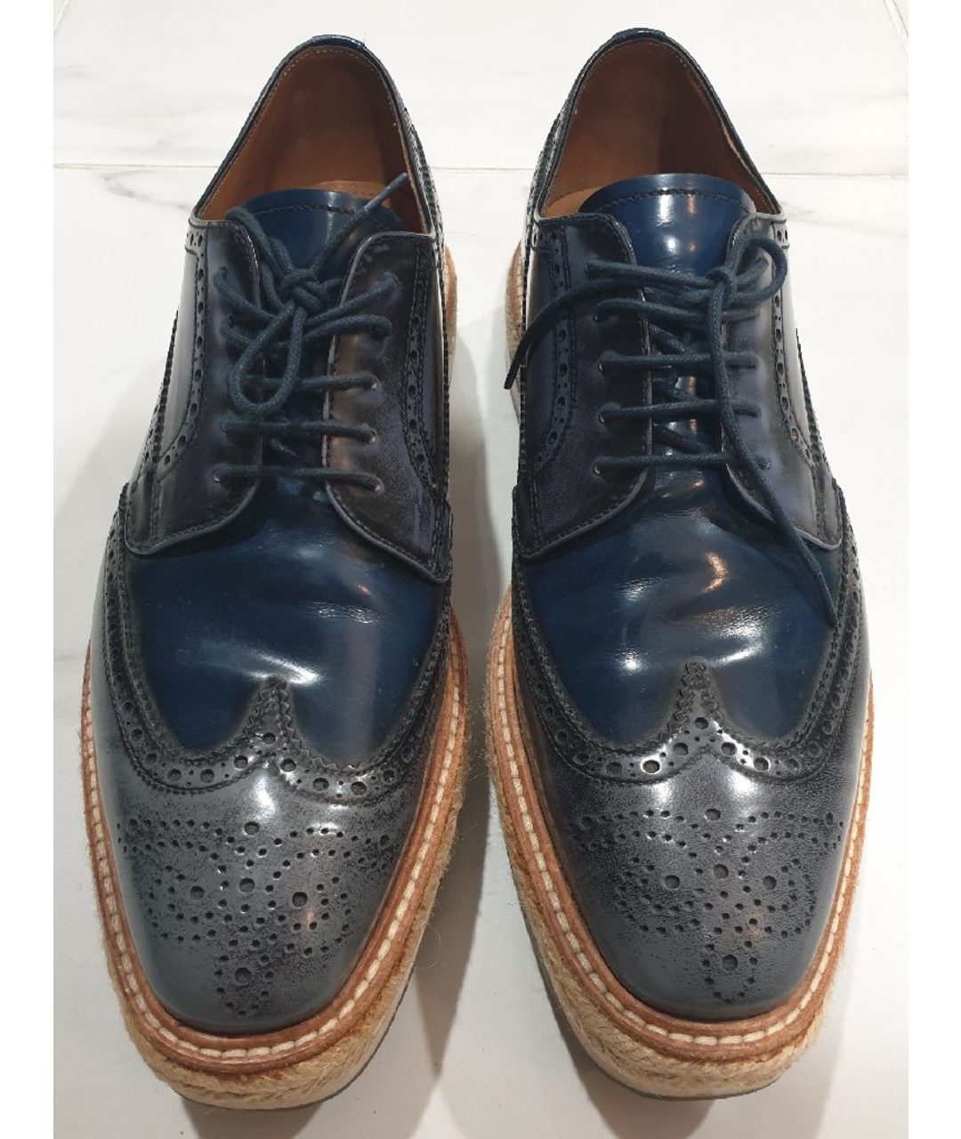 PRADA Темно-синие кожаные туфли, фото 2