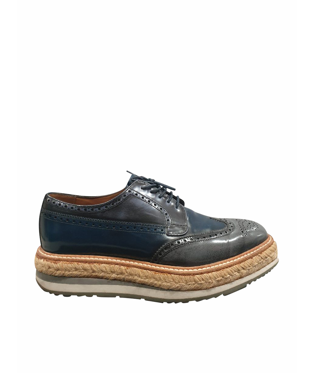 PRADA Темно-синие кожаные туфли, фото 1