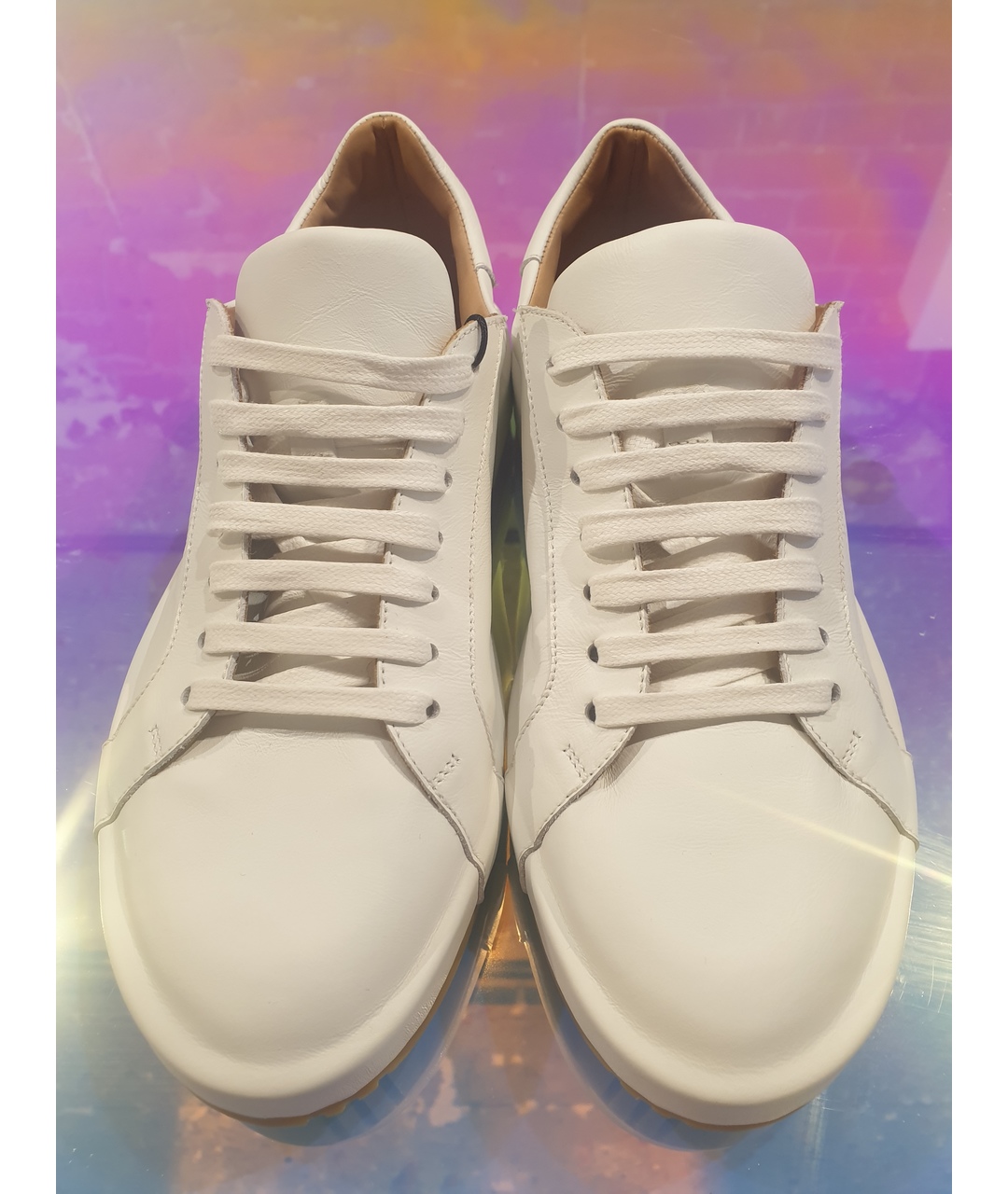 JIL SANDER Белые кожаные кроссовки, фото 2