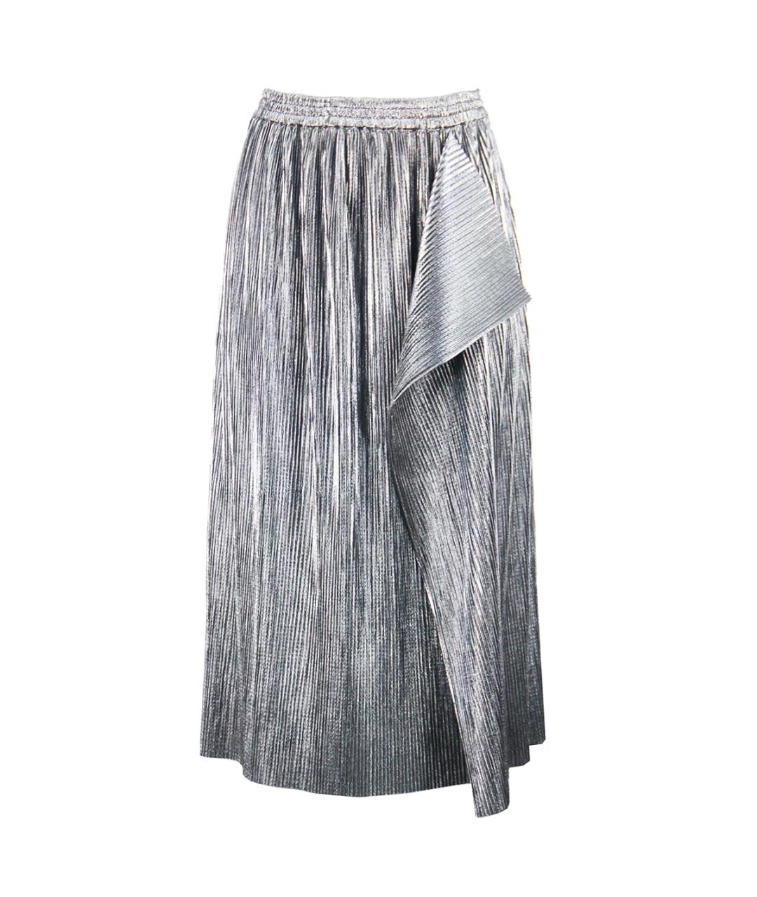DESIGNERS REMIX Серебряная полиэстеровая юбка миди, фото 1