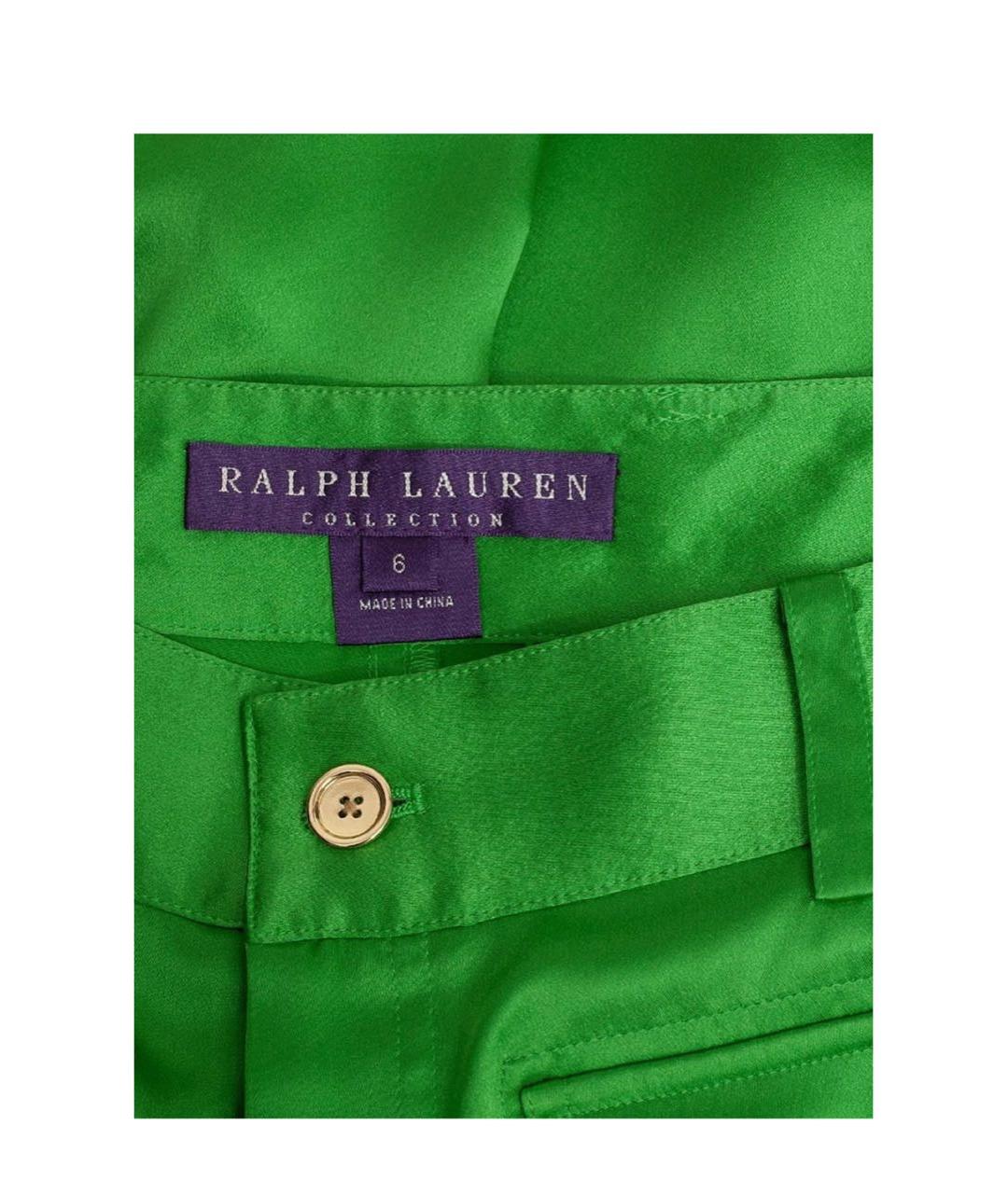 RALPH LAUREN COLLECTION Зеленые шелковые брюки широкие, фото 3