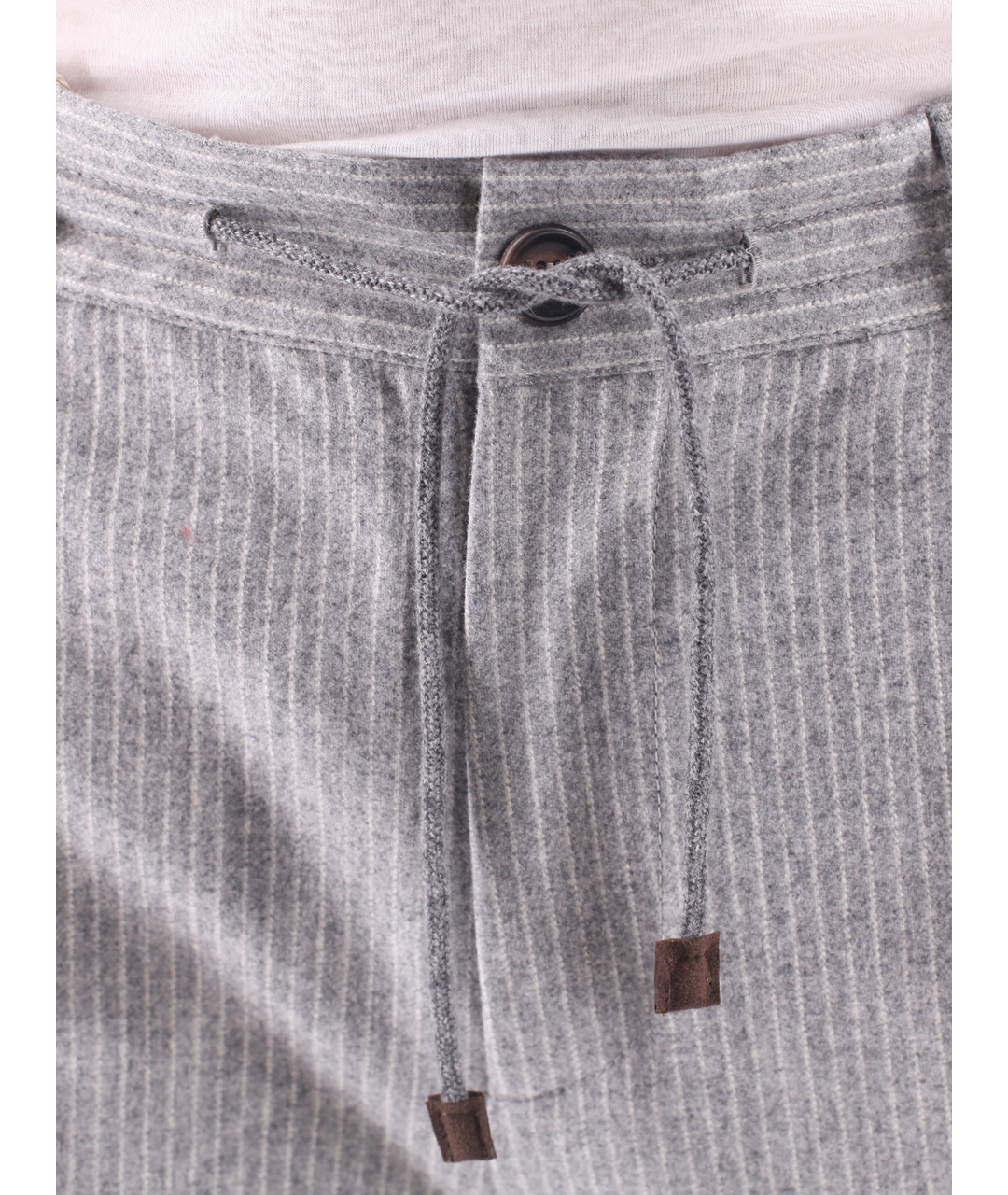 BRUNELLO CUCINELLI Серые шерстяные классические брюки, фото 4