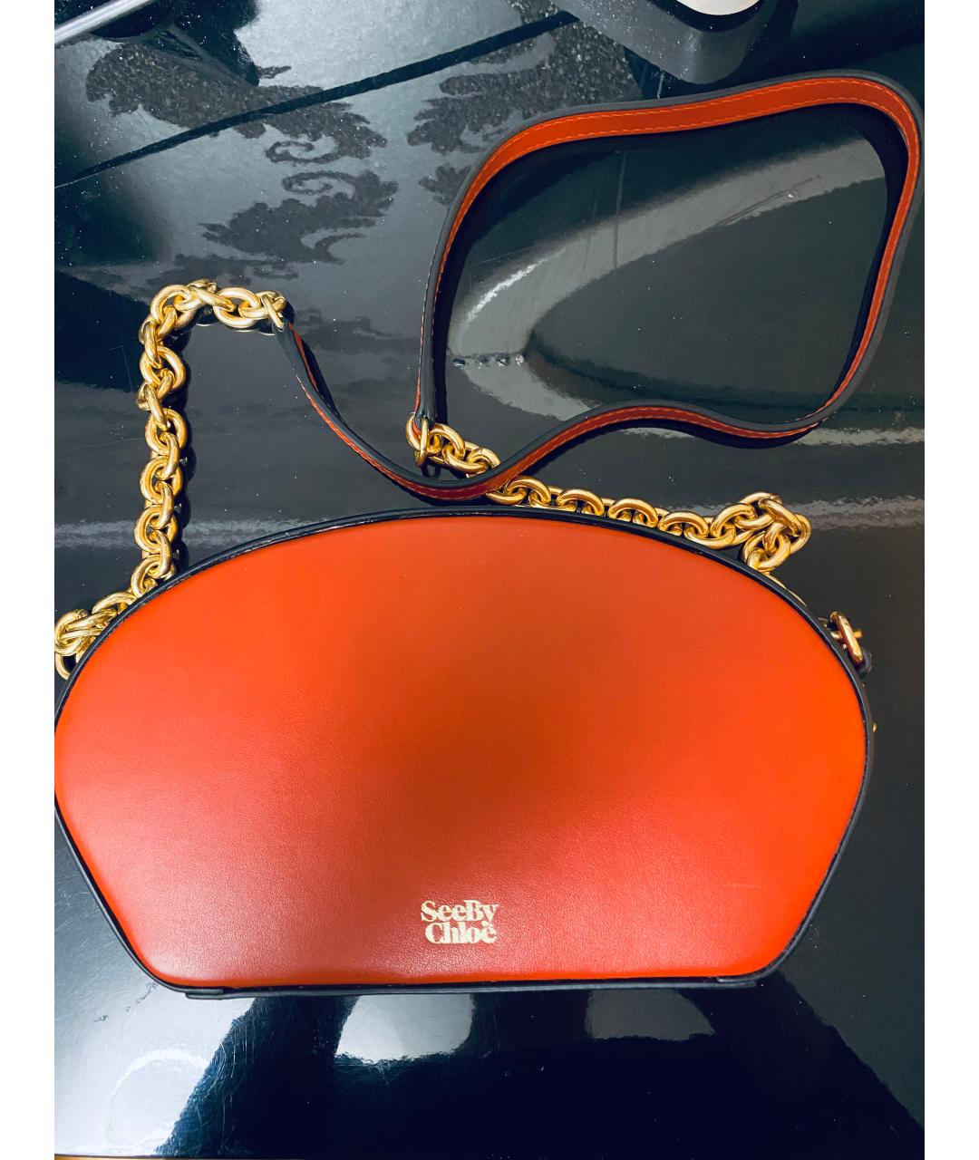 SEE BY CHLOE Оранжевая кожаная сумка через плечо, фото 4