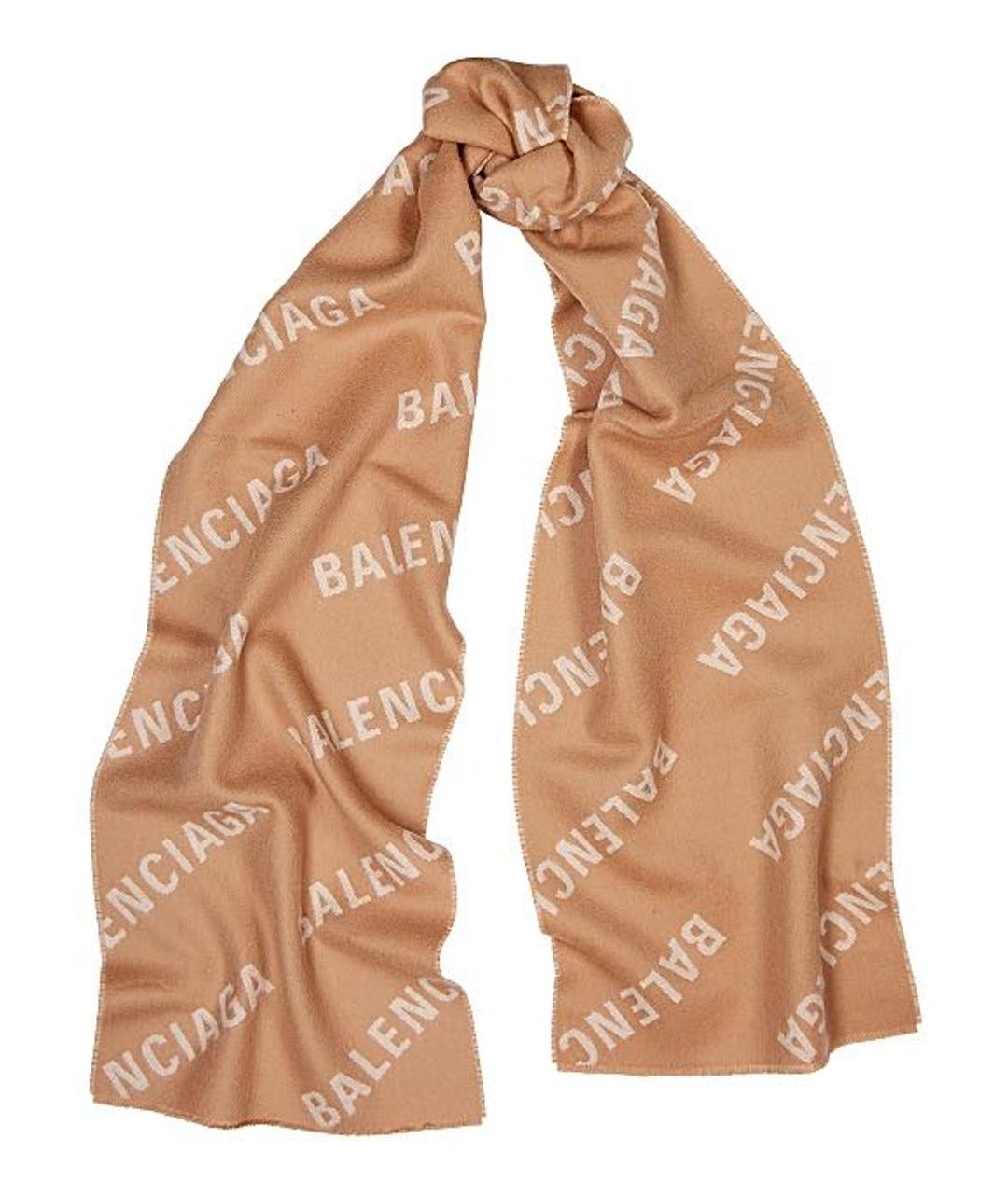 BALENCIAGA Бежевый шерстяной шарф, фото 1