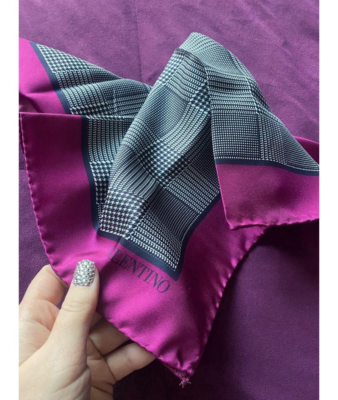 VALENTINO Фуксия шелковый платок, фото 3