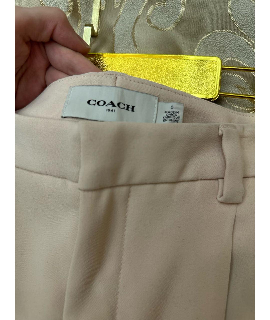 COACH Розовые полиэстеровые прямые брюки, фото 3