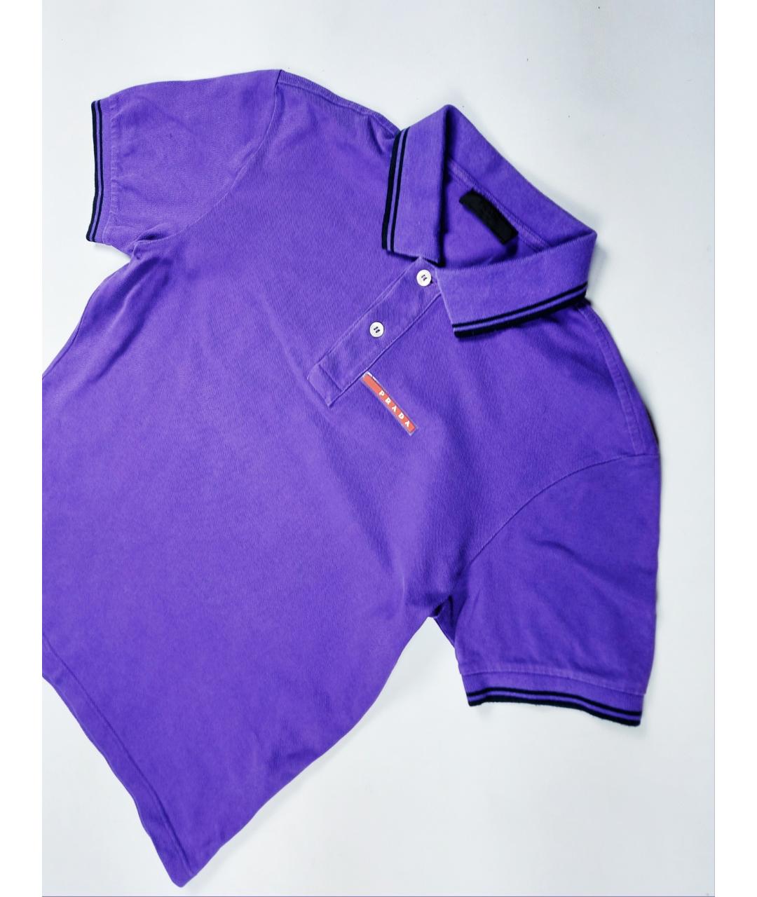 PRADA Фиолетовое хлопковое поло с коротким рукавом, фото 3