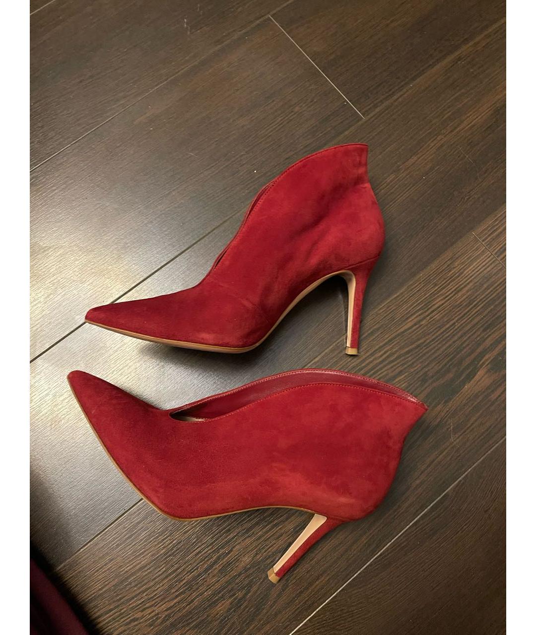 GIANVITO ROSSI Бордовые замшевые ботильоны, фото 9
