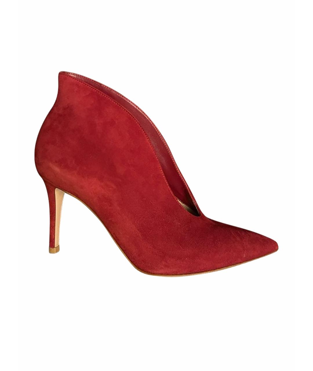 GIANVITO ROSSI Бордовые замшевые ботильоны, фото 1
