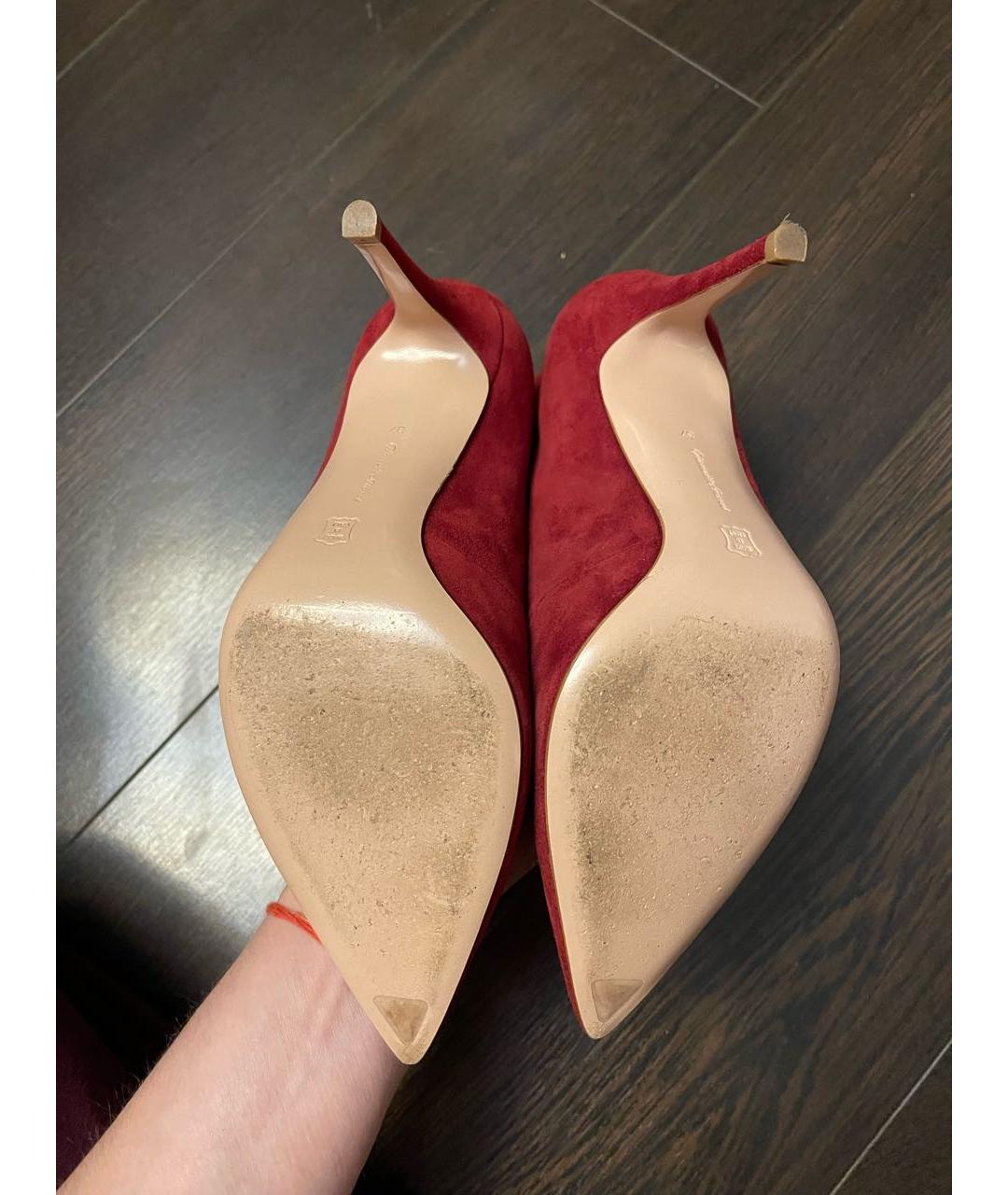 GIANVITO ROSSI Бордовые замшевые ботильоны, фото 8