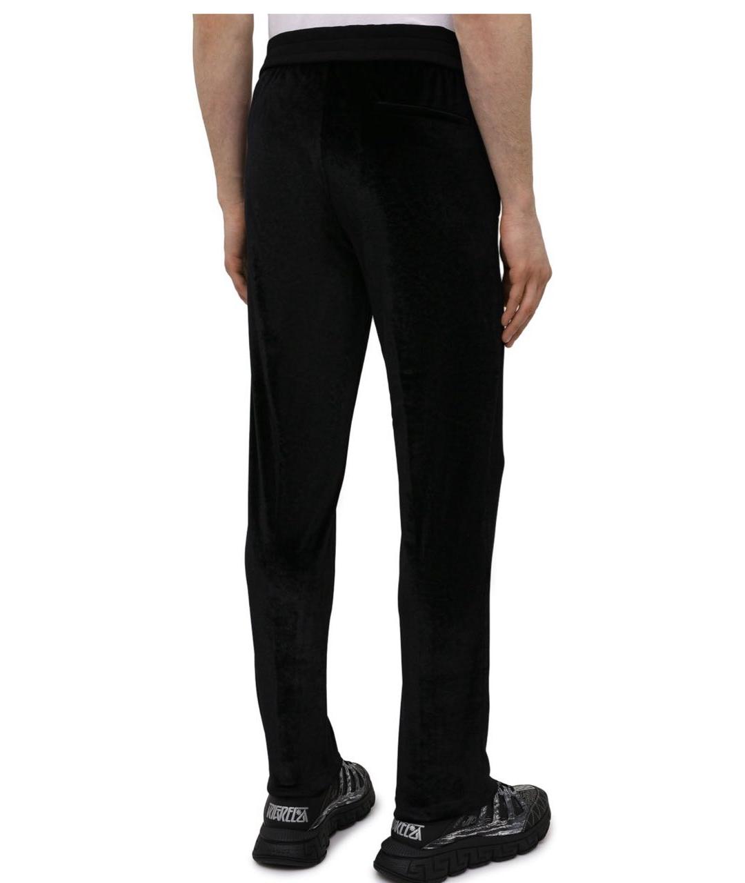 VERSACE Черные велюровые повседневные брюки, фото 2