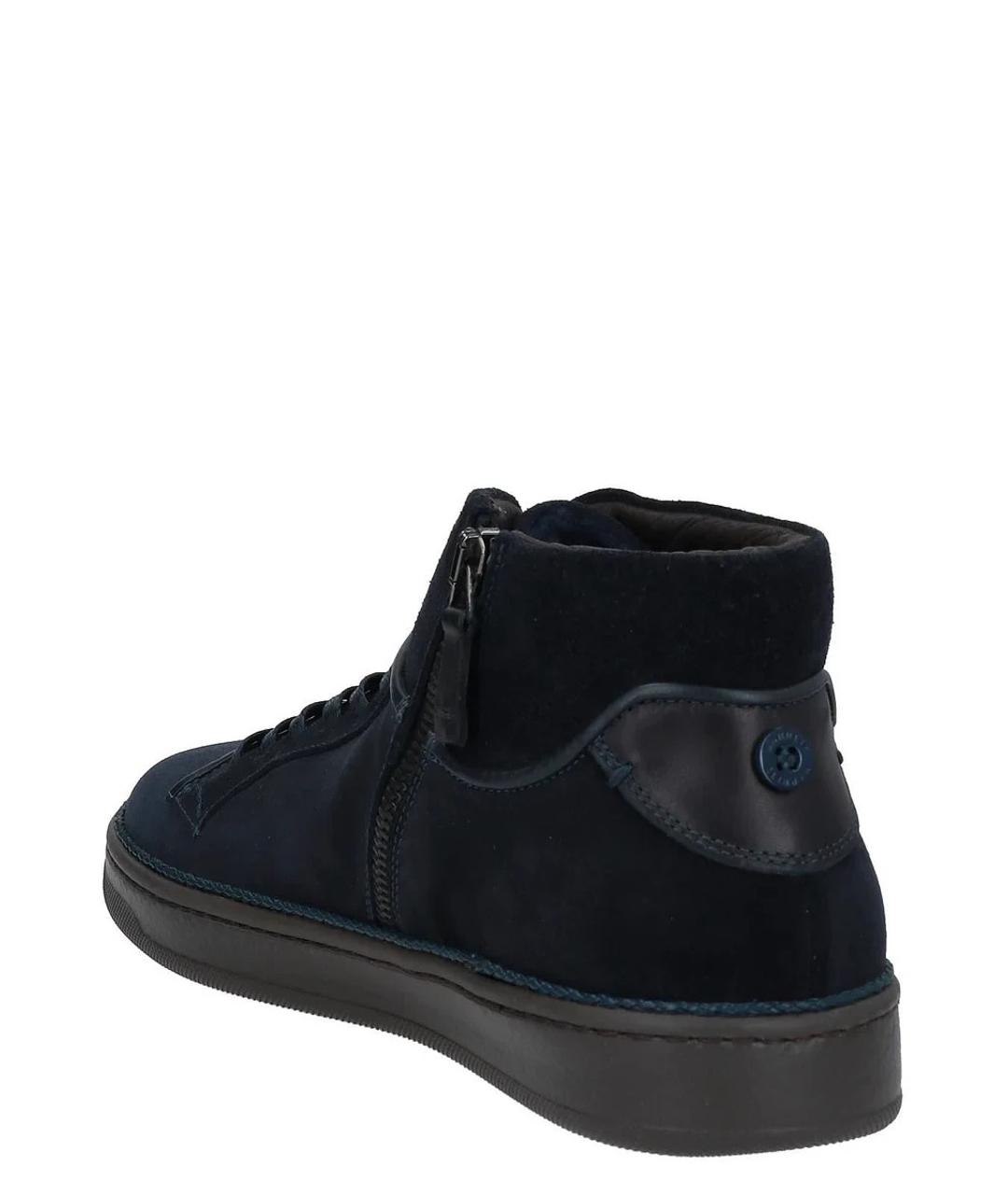 BARRETT Темно-синие замшевые высокие кроссовки / кеды, фото 3