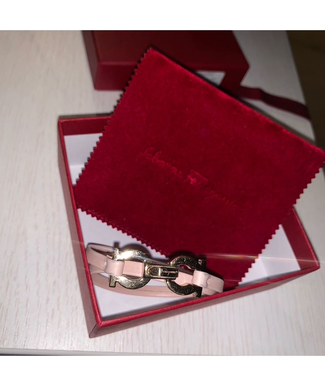 SALVATORE FERRAGAMO Розовый кожаный браслет, фото 4